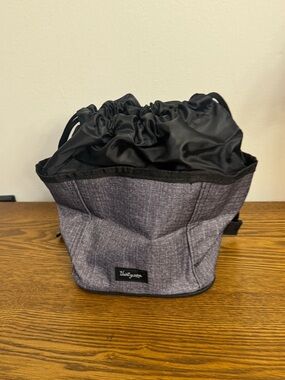 Thirty One Cinch Up Bin in the Charcoal Crosshatch pattern. NWT